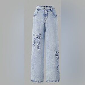 Light Blue Jeans with Bow Detail 12Y